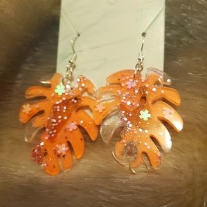 Summer Monstera Earrings